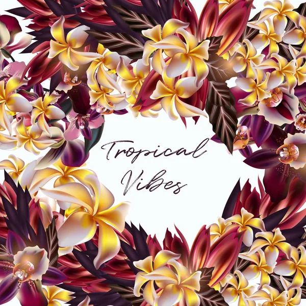 Illustrazione vettoriale di moda con fiori di mango giallo tropicale — Vettoriale Stock