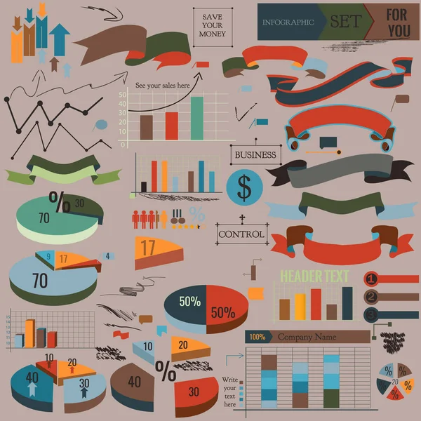 Kolekcja elementów wektorów infographic, wstążki i schematów — Wektor stockowy