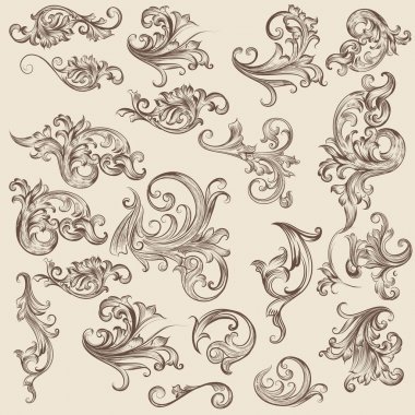 Set victorian süslemeleri için flourishes Vintage
