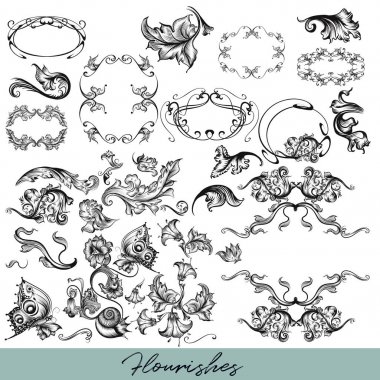 Kaligrafi vektör vintage tasarım öğeleri ve sayfa süsleri