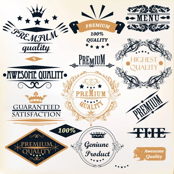 Collection of vintage vector labels best and premium quality Stock Illustration