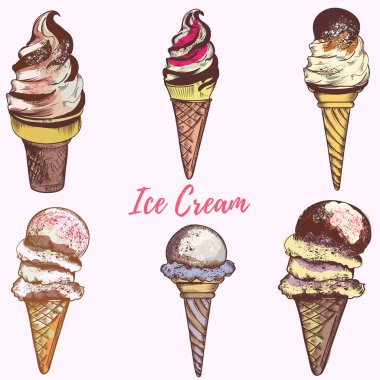 Resimde dondurma ile el tarzı çizilmiş