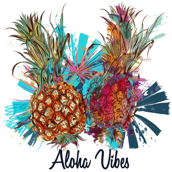 Illustration de mode avec ananas coloré — Image vectorielle