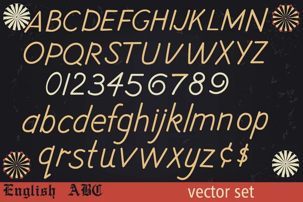 Collezione di lettere ABC vettoriali vintage inglesi in stile retrò — Vettoriale Stock