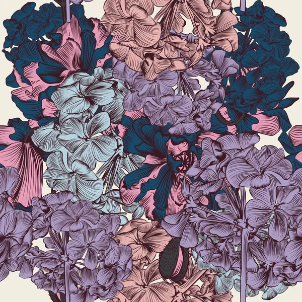 Красивая иллюстрация с нарисованными цветами мака в винтажном стиле — стоковый вектор