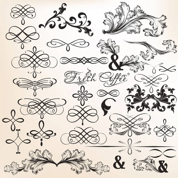 Collection d'éléments décoratifs vectoriels calligraphiques vintage — Image vectorielle