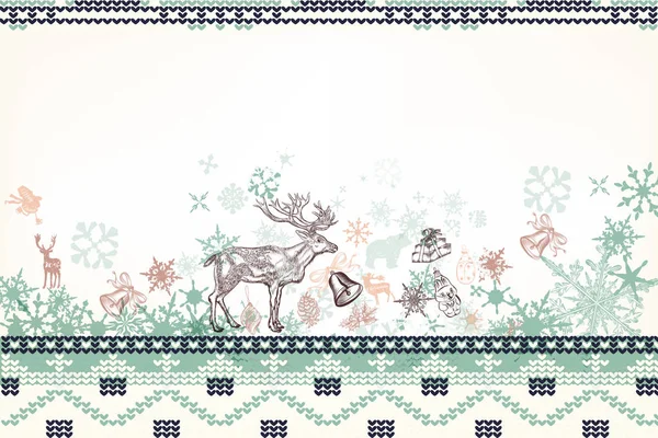 Beautiful Christmas background illustration with deer, snowflake — Stock Vector