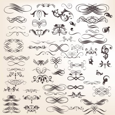 Collection of vector calligraphic flourishes clipart