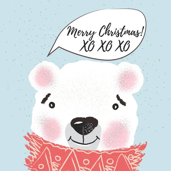 Natal ou Ano Novo ilustração com urso bonito em cachecol e s — Vetor de Stock