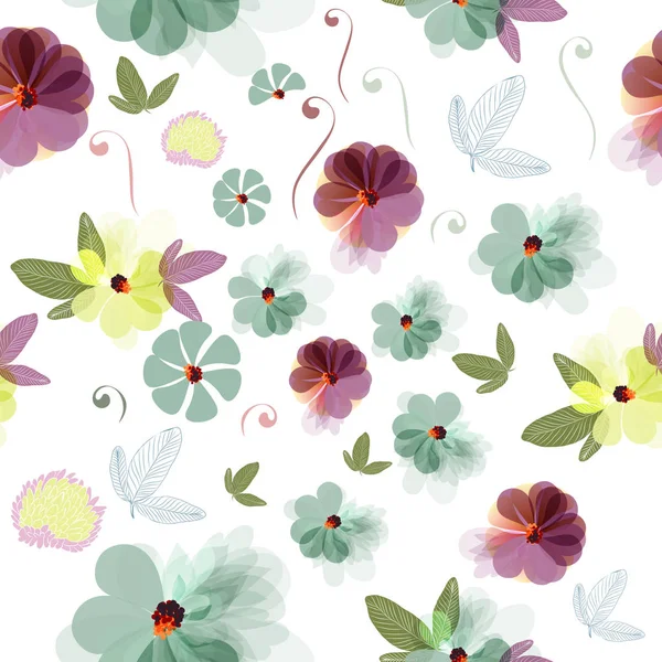 Gyönyörű virágos illusztráció mező nyári virágok — Stock Vector