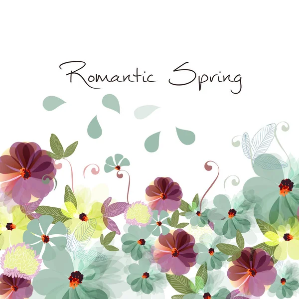 Frühling florale Illustration mit Feld Sommer Blumen — Stockvektor