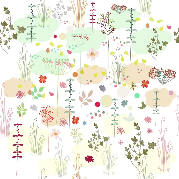 Linda ilustración de moda con flores de verano de campo — Vector de stock