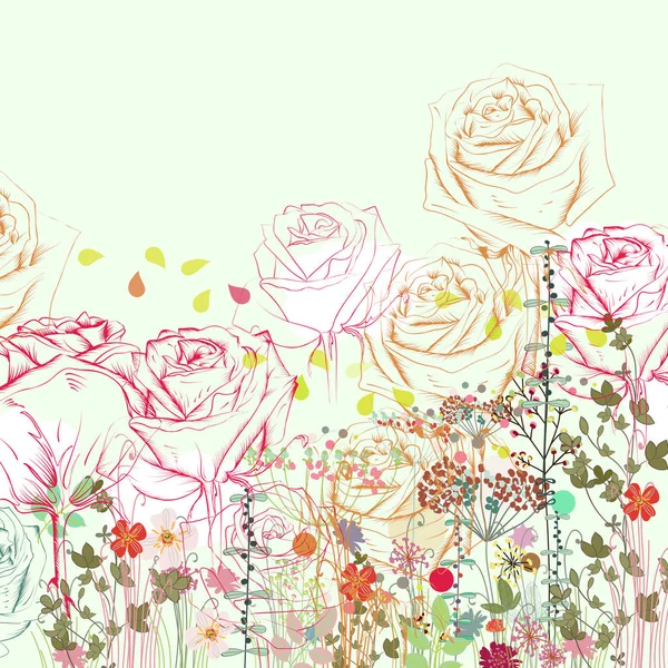 Fondo floral vectorial en estilo vintage — Archivo Imágenes Vectoriales