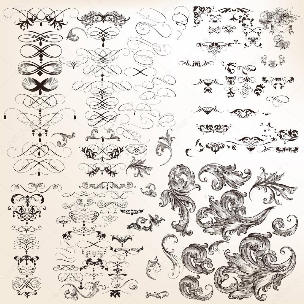 Huge collection of vector decorative calligraphic flourishes for