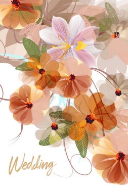 Soyut düğün arka plan veya şablon col çiçek tarzı