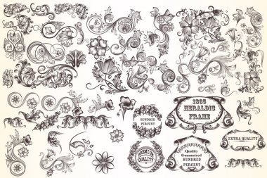 Vektör dekoratif elemanları tasarımı için büyük set