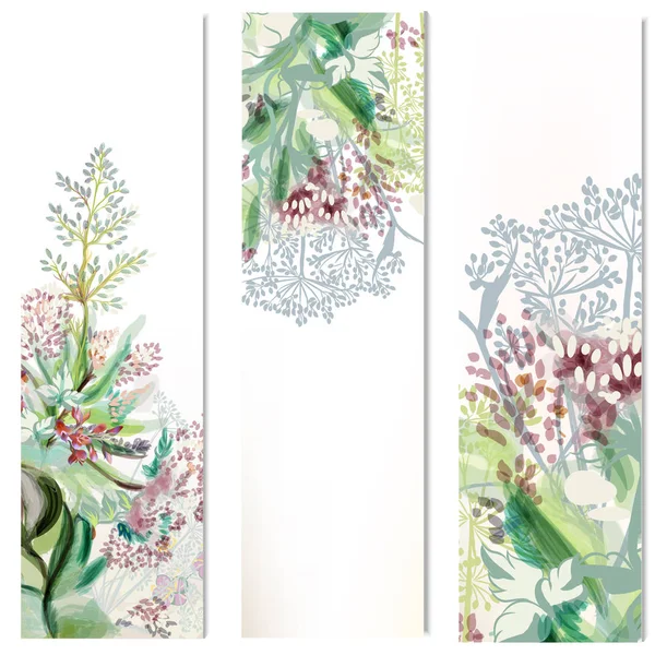 Floral verticale brochures instellen met veld plant — Stockvector