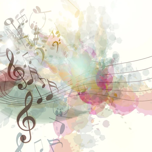 Fond de musique propre avec des taches et des notes symbole d'inspiration — Image vectorielle