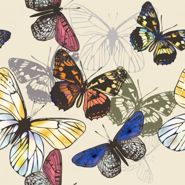 Kelebek duvar kağıdı desen renkli kelebekler ile