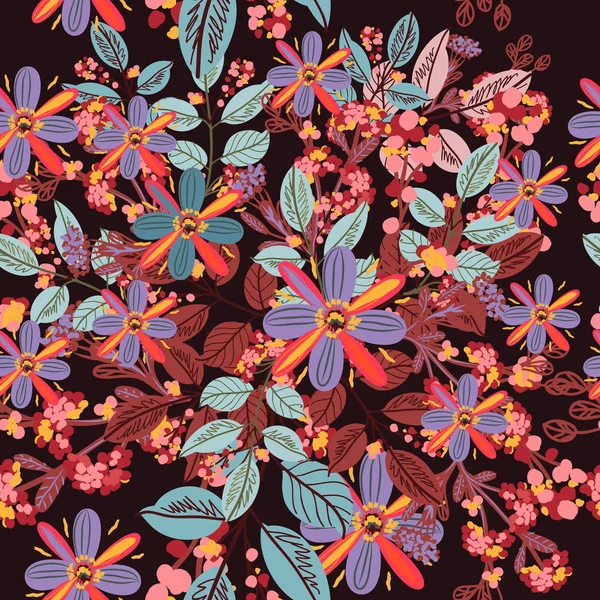 Oldukça rustik çiçek desenli kumaş tasarımı için ideal vektör — Stok Vektör
