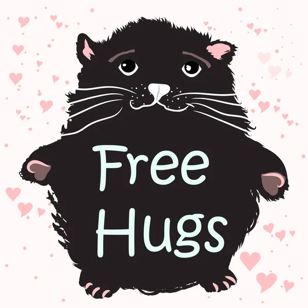 Şirin kedi ücretsiz hugs — Stok Vektör