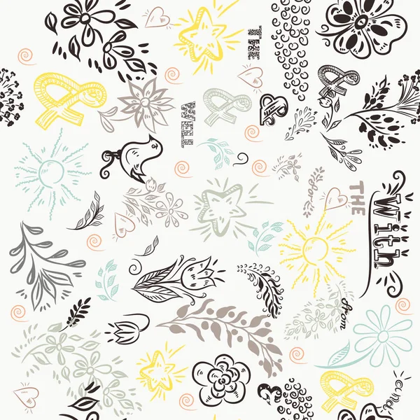 Cute illustration with doodles pattern ideal for fabric designs — Stock Vector