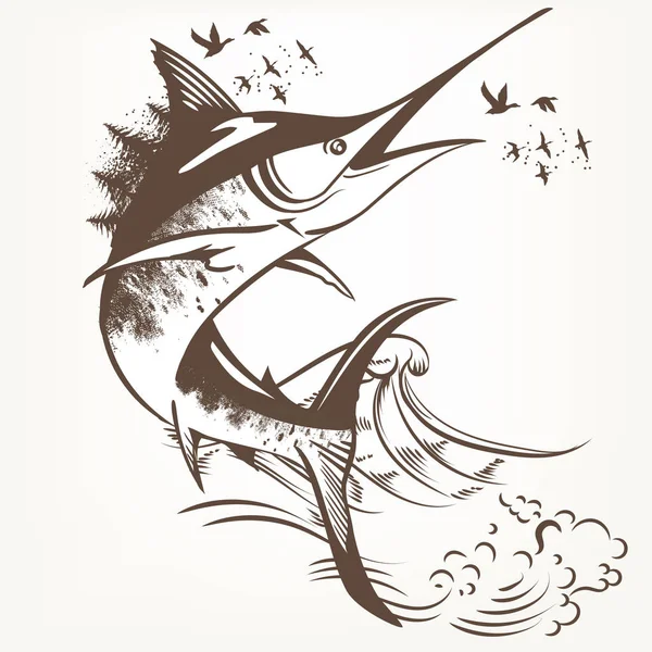 Moda şık sanatsal balık logo — Stok Vektör