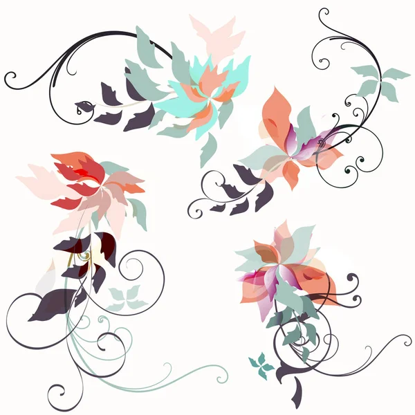 Collection d'éléments floraux vectoriels pour le design — Image vectorielle