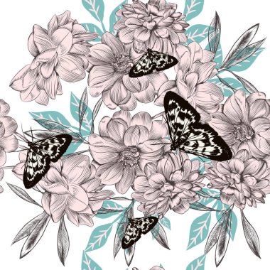 Güzel desen veya elle çizilmiş çiçekler ve popo arka plan