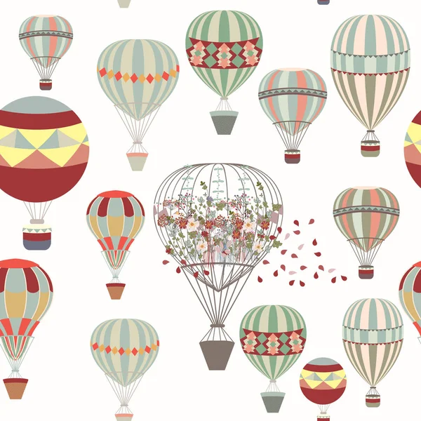 Adventures. Illustration with air balloons in vintage hipster st — Stock Vector