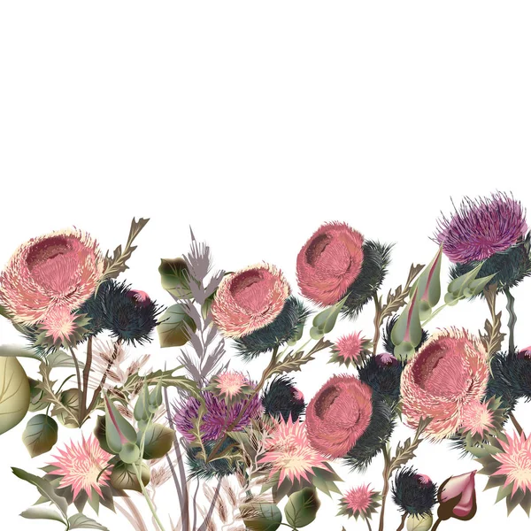 Ботаническая цветочная иллюстрация с полевыми цветами для дизайна. Ide — стоковый вектор