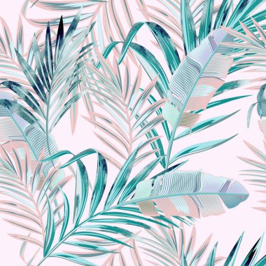Fashion vector floral pattern with tropical palm leaves clipart
