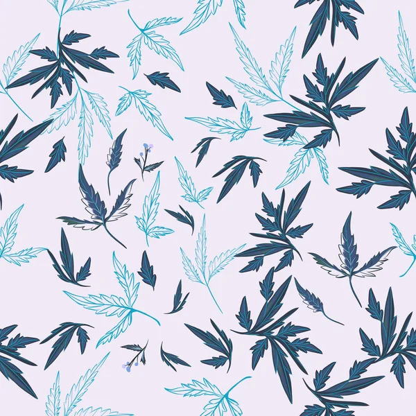 Floral ρουστίκ διάνυσμα μοτίβο με φύλλα και φυτά σε μπλε colo — Διανυσματικό Αρχείο