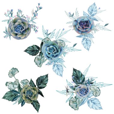 Çiçeklerle kompozisyonlarda vektör sulandırıcılarının toplanması