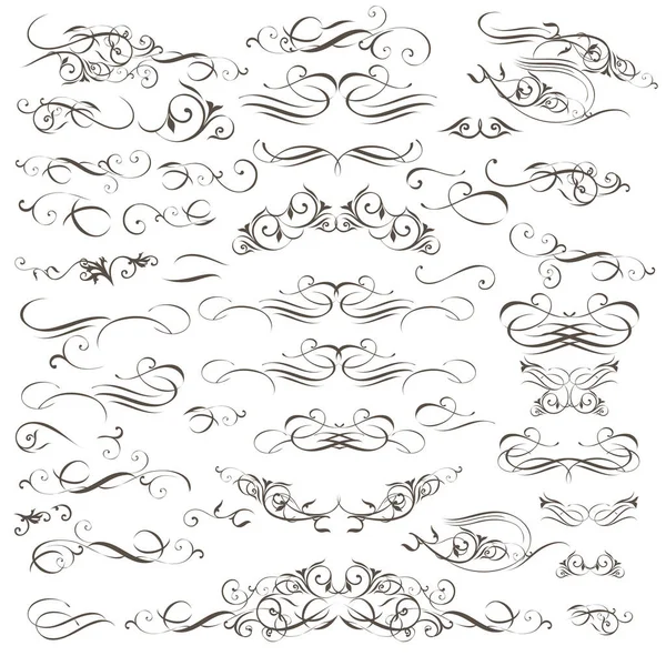 Big Collection Vector Decorative Flourishes Swirls Design — Stock Vector