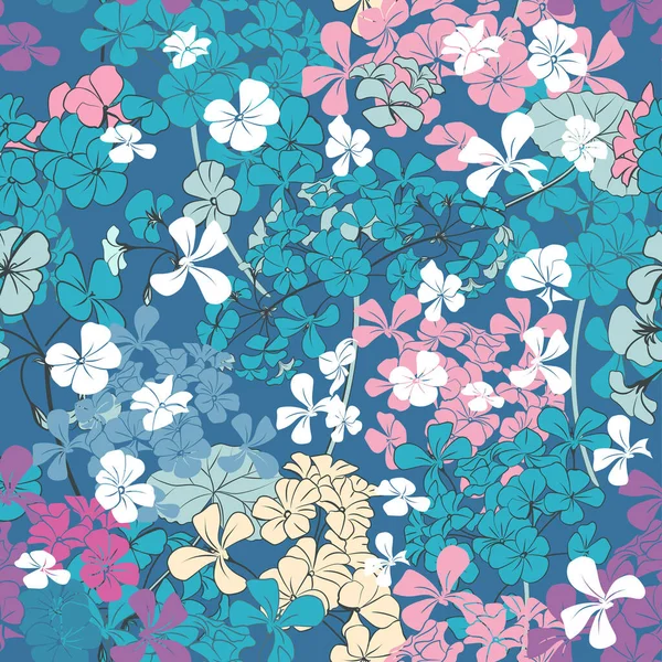 Çiçekleri Pembe Mavi Renkte Olan Çiçek Vektör Deseni — Stok Vektör