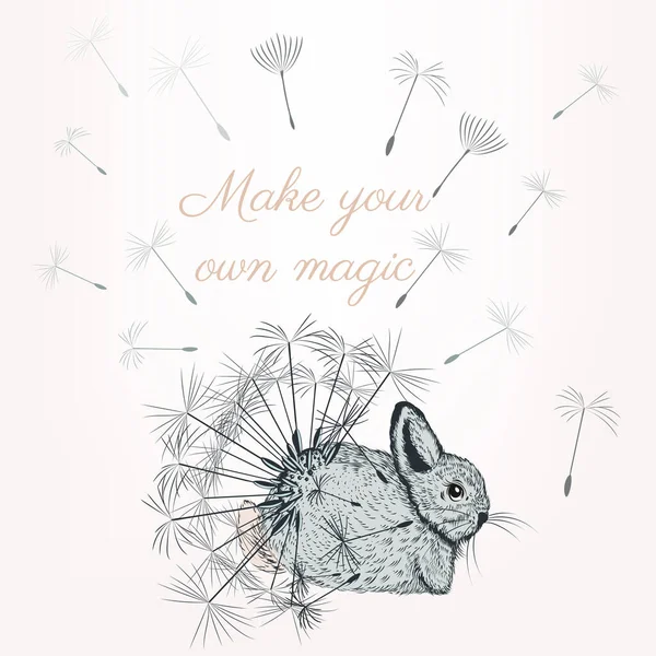 Cute little bunny with dandelions