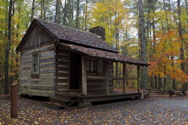 Log Cabin home on the Living History Farm in Kings Mountain State Park clipart