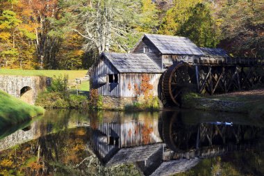 Historic Mabry Mill on the Blue Ridge Parkway in Meadows of Dan, Virginia in the fall clipart