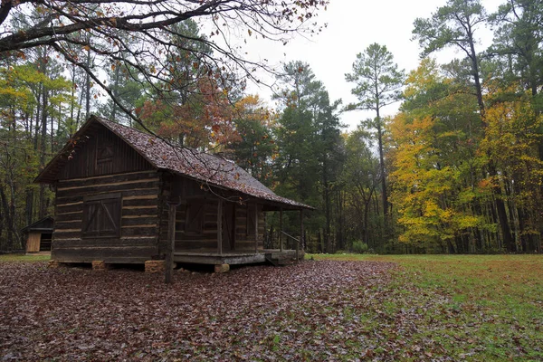 Log Cabin Home Boerderij Geschiedenis Wonen Kings Mountain State Park — Stockfoto