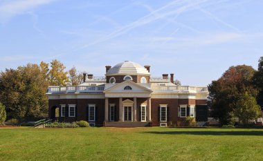 Charlottesville, Virjinya, Amerika Birleşik Devletleri - 20 Ekim 2016. Monticello, Batı çim Virginia'dan Thomas Jefferson'ın evinde 1772 inşa