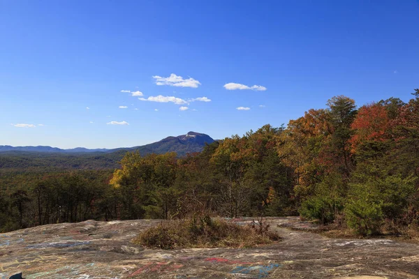 Vista Table Rock Mountain Desde Bald Rock Heritage Preserve Carolina — Foto de Stock