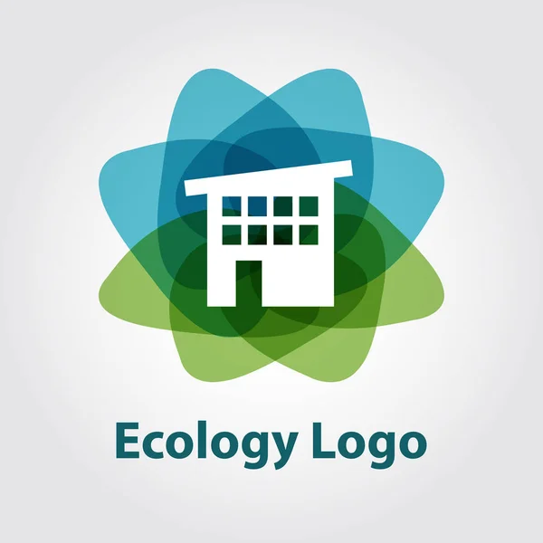 Ekologia Logo, tech Strona główna — Zdjęcie stockowe