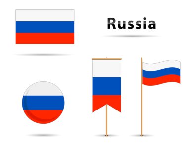 Farklı şekillerde Rus bayrakları kümesi