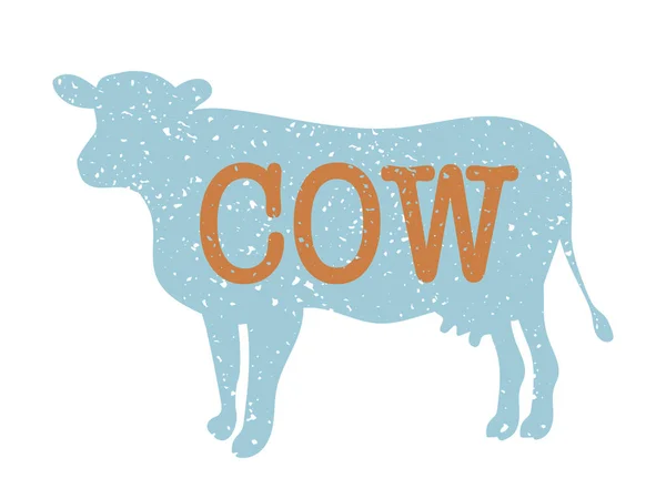 Silhueta vintage de vaca — Vetor de Stock