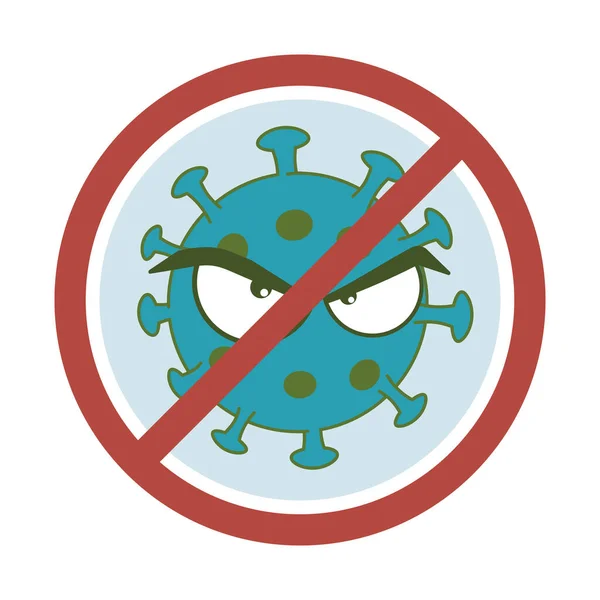 Viraal Virus Cartoon Met Stopteken — Stockvector