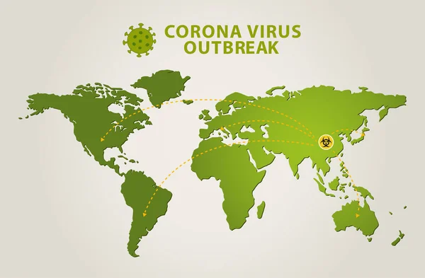 Éclosion Virus Couronne Propagation Carte Monde Covid — Image vectorielle