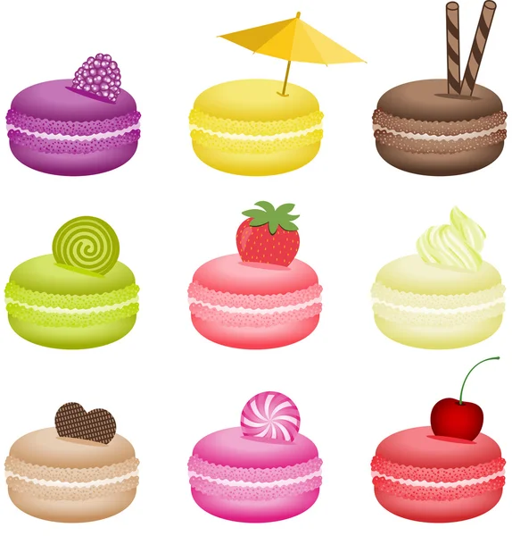 Pretty decorated macaroons — Stock Vector