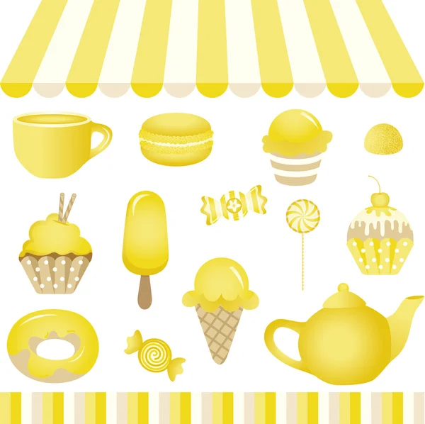 Tienda de dulces amarillos — Vector de stock