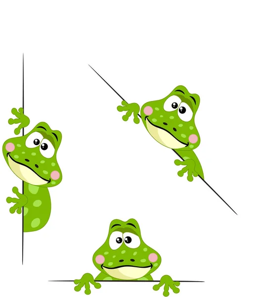 青蛙在各个岗位从背后偷看 — 图库矢量图片